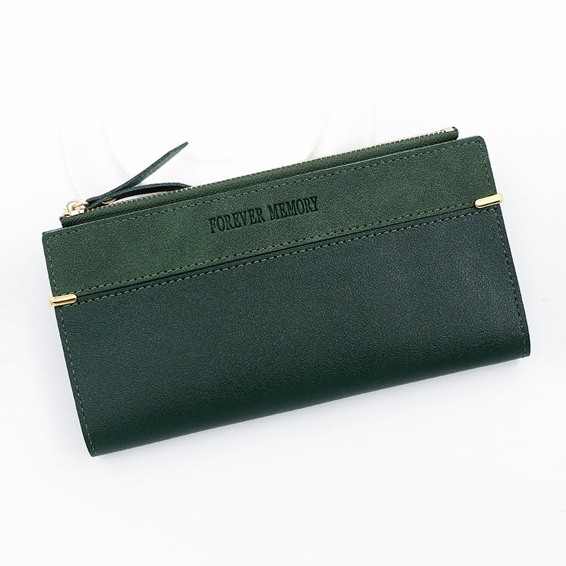 IELGY women's long fashion leather wallet with solid color