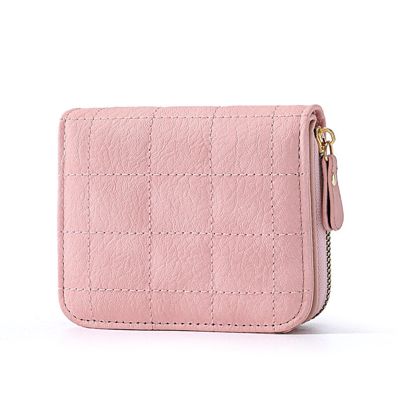 IELGY women's solid color zipper rhombic short wallet
