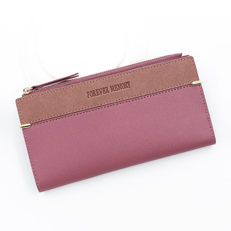 IELGY women's long fashion leather wallet with solid color