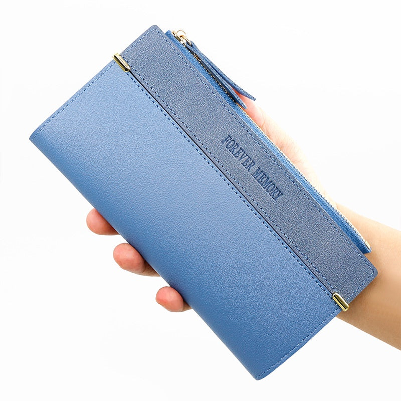IELGY women's long fashion leather wallet with solid color