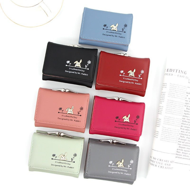IELGY Women's Short Wallet Korean style cute magnetic buckle coin purse women