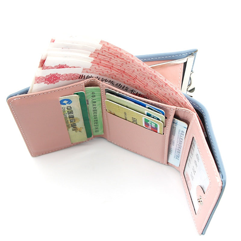 IELGY Women's Short Wallet Korean style cute magnetic buckle coin purse women