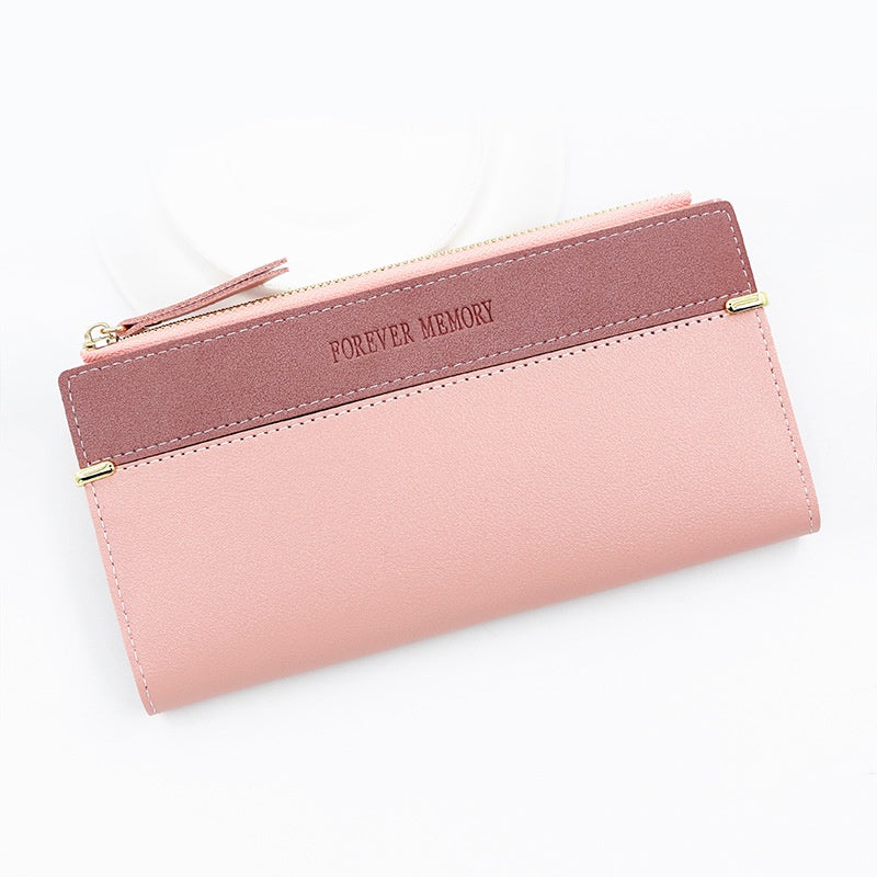 IELGY women's long fashion leather wallet with solid color
