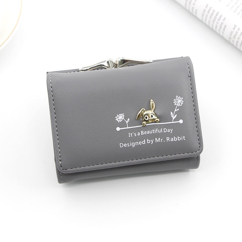 IELGY Women's Short Wallet Korean style cute magnetic buckle coin purse women