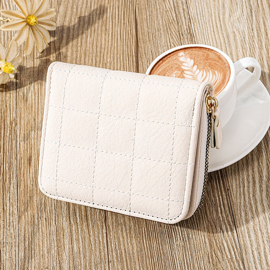 IELGY women's solid color zipper rhombic short wallet