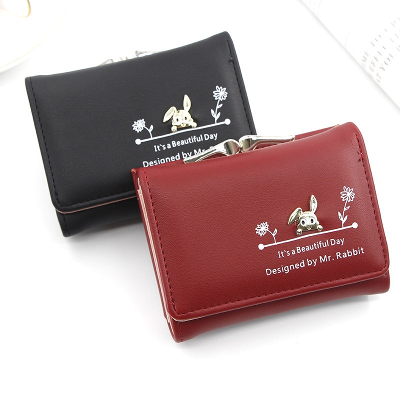 IELGY Women's Short Wallet Korean style cute magnetic buckle coin purse women