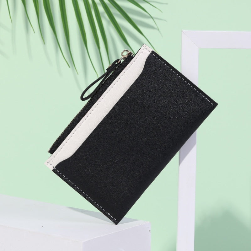 IELGY Women Long Walletkorean Style Splicing Contrast Color Zipper Coin Purse
