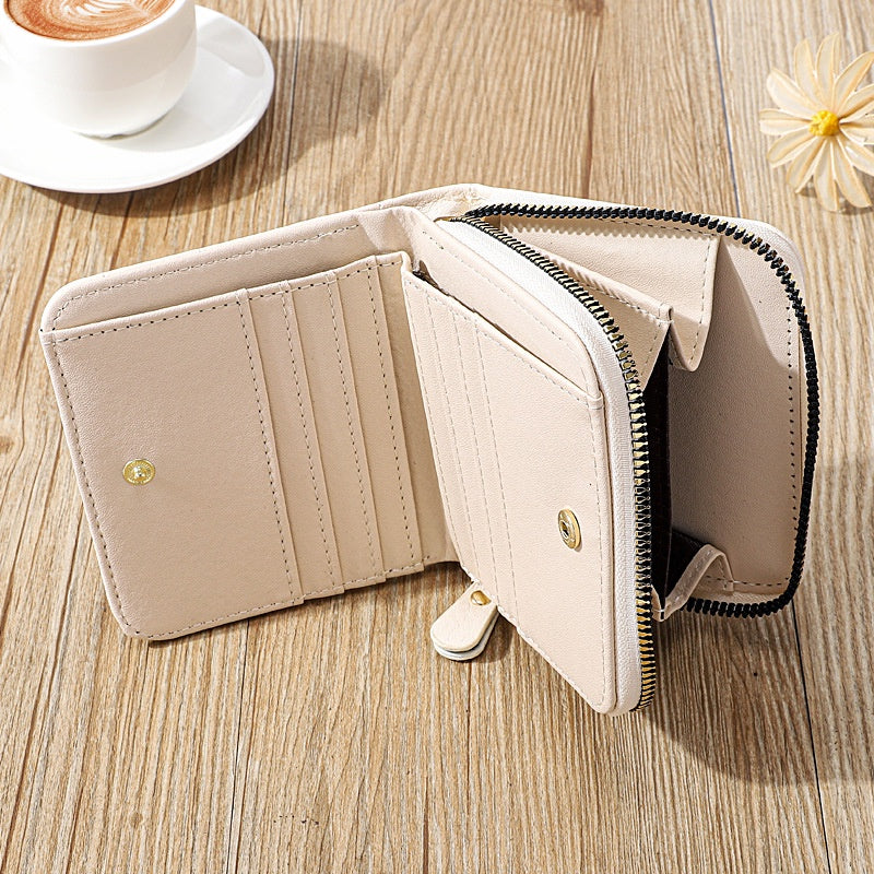 IELGY women's solid color zipper rhombic short wallet