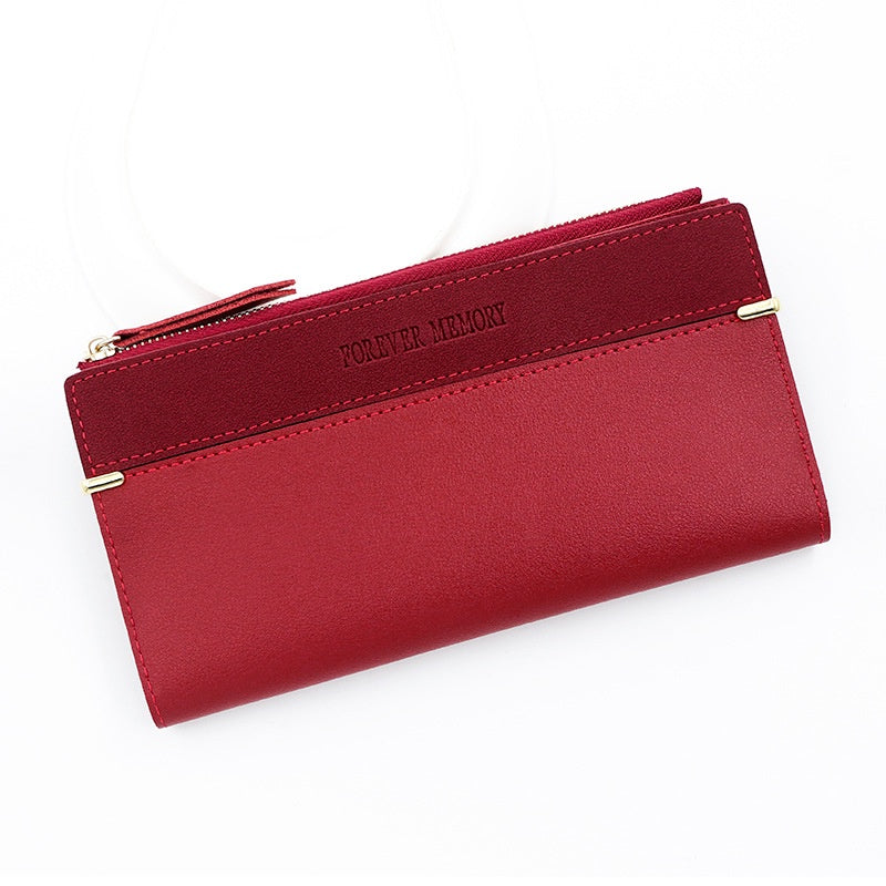 IELGY women's long fashion leather wallet with solid color