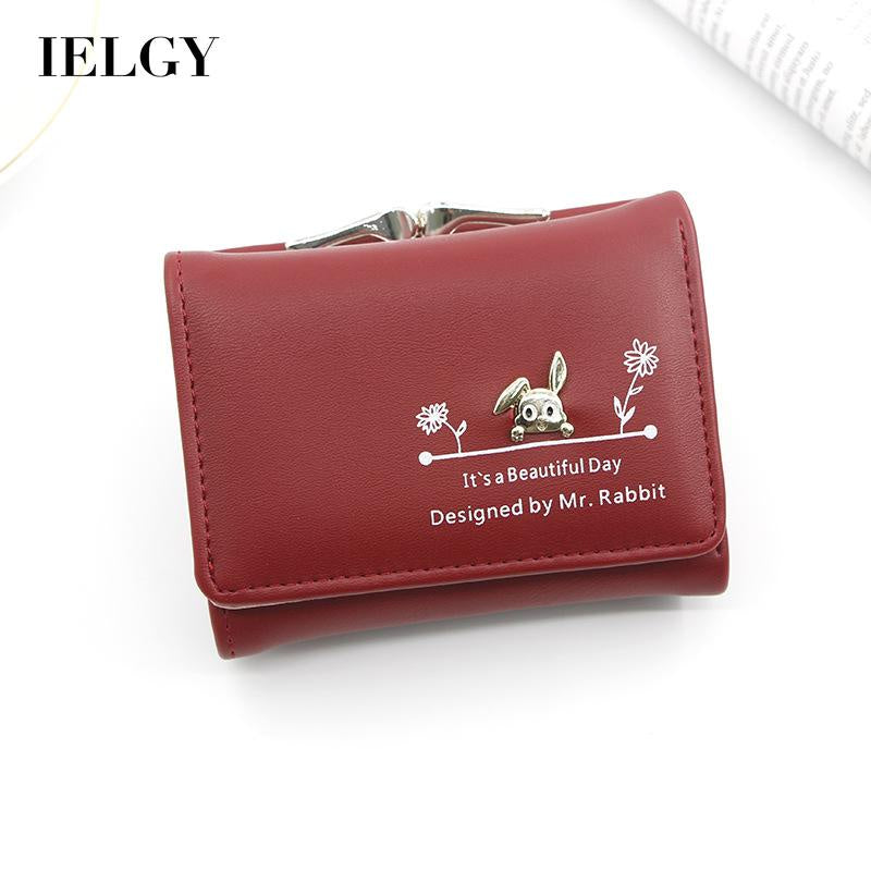 IELGY Women's Short Wallet Korean style cute magnetic buckle coin purse women