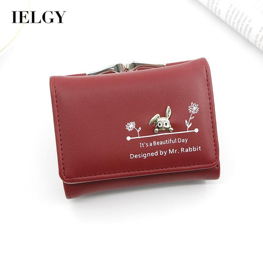 IELGY Women's Short Wallet Korean style cute magnetic buckle coin purse women