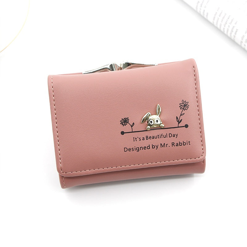 IELGY Women's Short Wallet Korean style cute magnetic buckle coin purse women