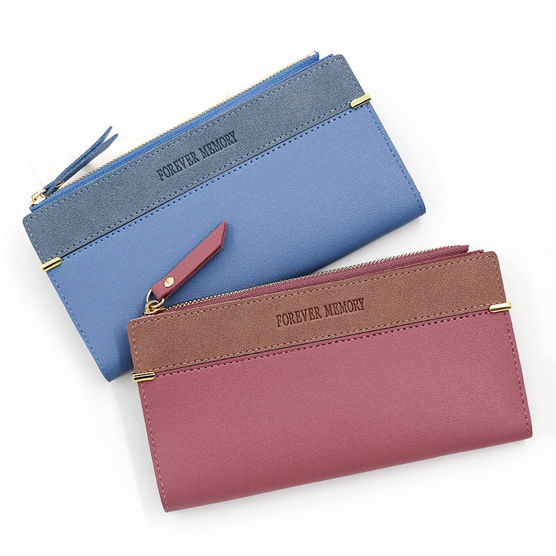 IELGY women's long fashion leather wallet with solid color