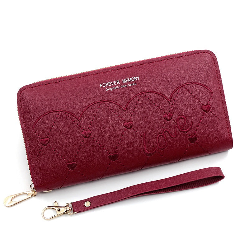 IELGY Women's Long Zipper Commuting Leather Wallet