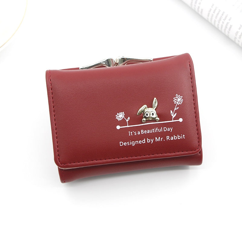 IELGY Women's Short Wallet Korean style cute magnetic buckle coin purse women