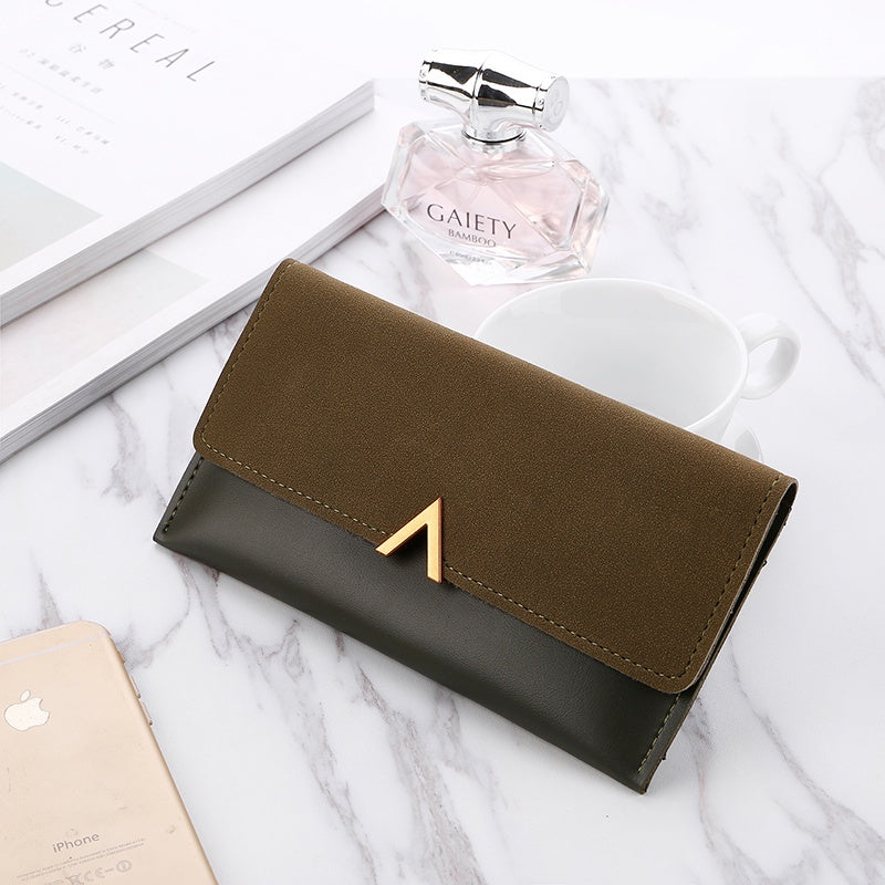 IELGY Women's Matte Color Matching Long Wallet