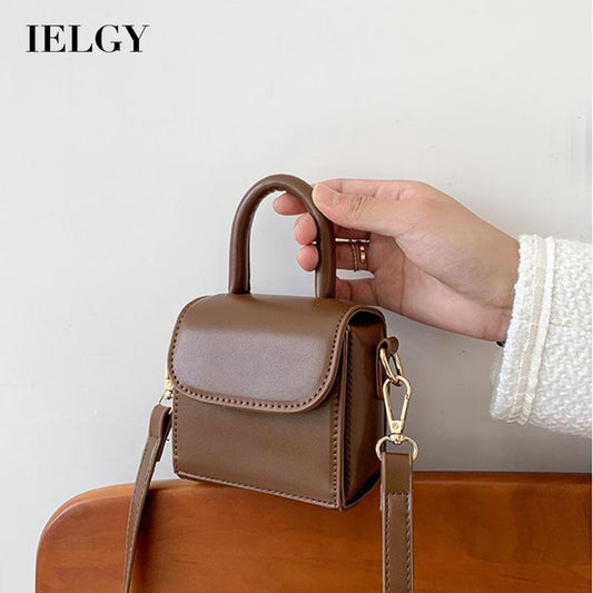 IELGY versatile fashion compact solid color magnetic buckle shoulder bag women