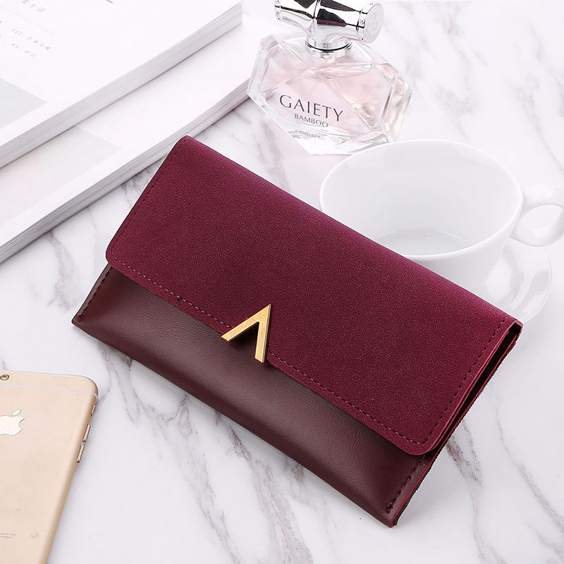 IELGY Women's Matte Color Matching Long Wallet
