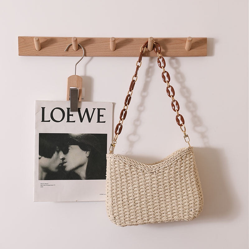 IELGY korean style candy color simple and high-end straw woven shoulder bag for women