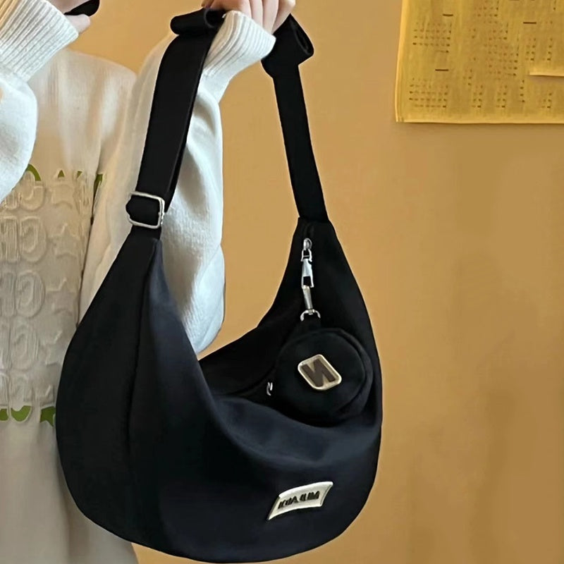 IELGY Dumpling Bag japanese nylon messenger casual large capacity Canvas dumpling bag for women