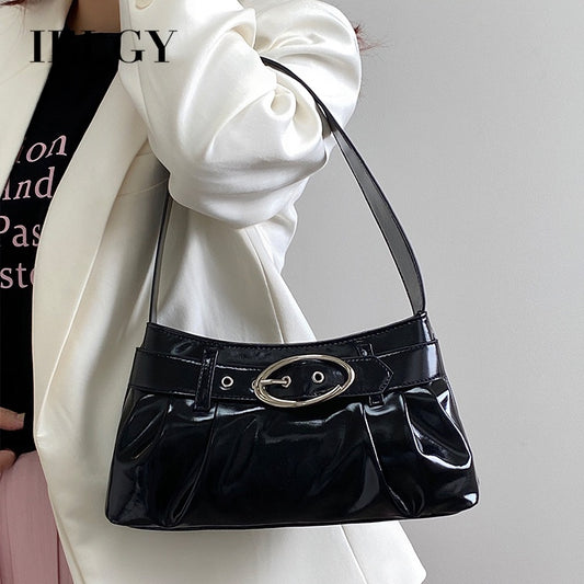 IELGY Women's Bag Silver Distinctive Pleated Shoulder Underarm Bag Y2K Hot Girl All-match Commuter Handbag