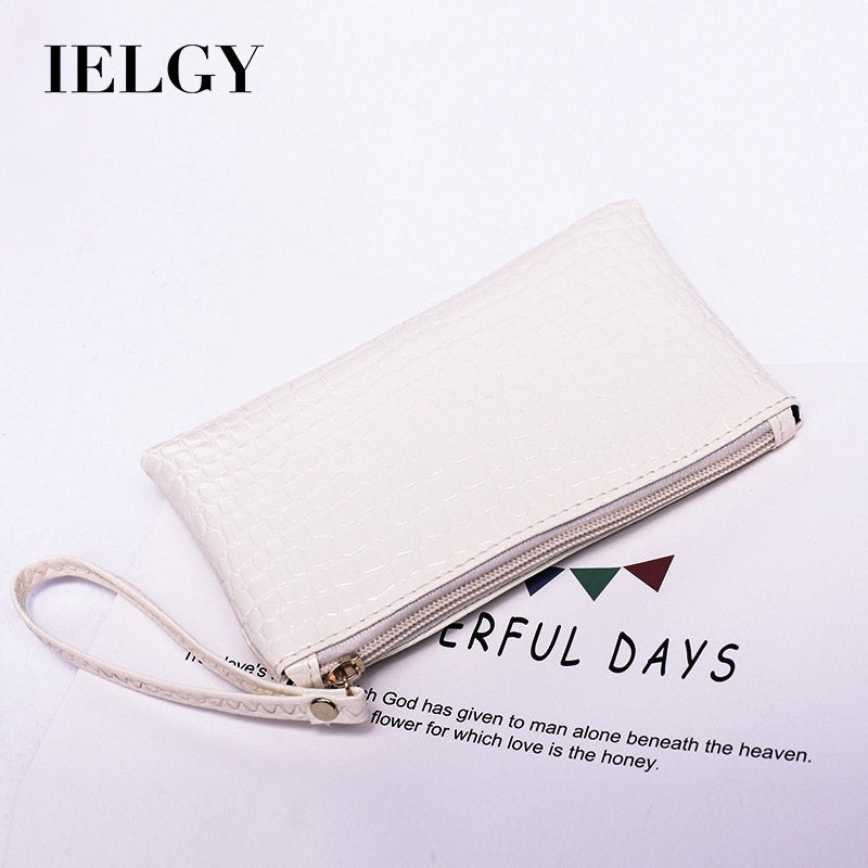 IELGY Crocodile Pattern Clutch Women's Mobile Phone Bag Wallet Leather Small Bag