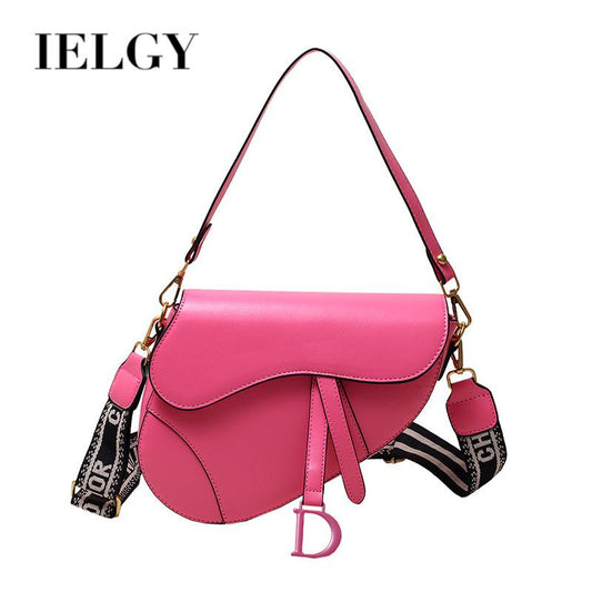 IELGY Saddle Bag Women's Retro Foreign Style Creative Korean Fashion Pistol Type Simple Messenger Bag