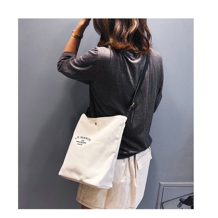 Ielgy Printed Messenger Bag Letter Printed Commuter Shoulder Fashion Bag Casual Shopping Child-Mother Canvas Bag Female Trendy