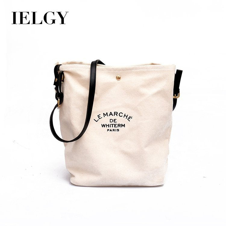 Ielgy Printed Messenger Bag Letter Printed Commuter Shoulder Fashion Bag Casual Shopping Child-Mother Canvas Bag Female Trendy