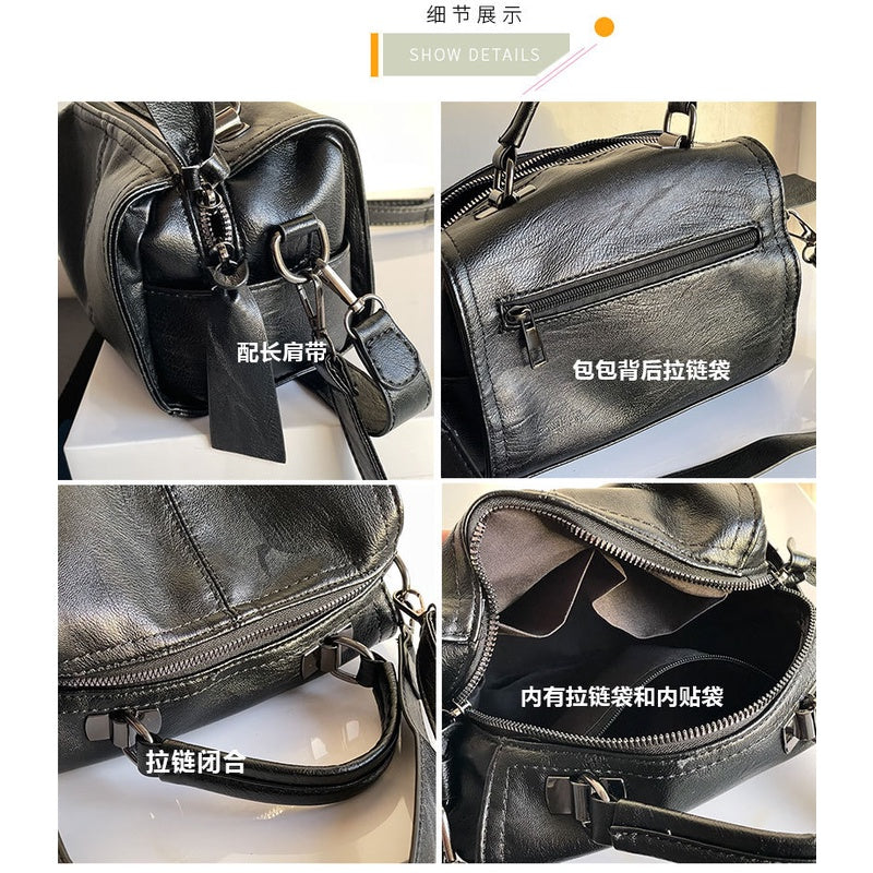 IELGY Large Capacity Motorcycle Bag All-Match Boston Handbag Textile Shoulder Crossbody Bag