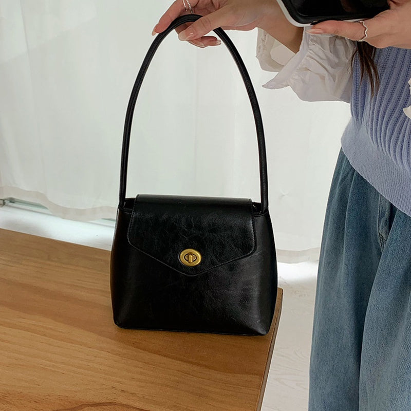 IELGY handbag female korean niche pink sweet all-match armpit texture bucket bag