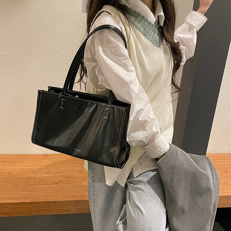 Ielgy Large-Capacity Shoulder Bag Tote Bag All-Match Female Bag Trendy Casual Commuter Big Bag