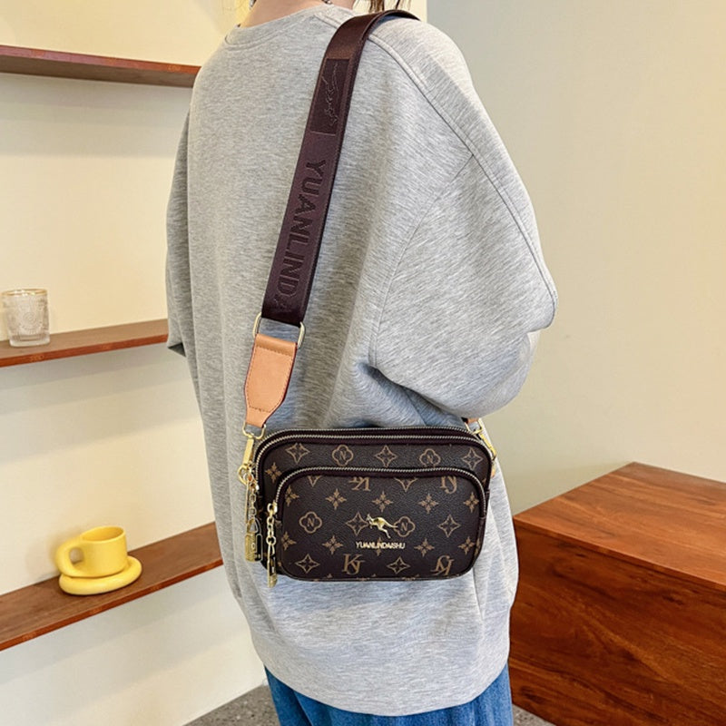 IELGY Messenger Bag Women's High-end Retro Horizontal Square Printed Shoulder Bag