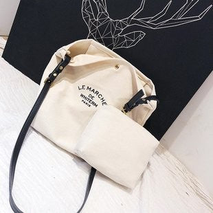 Ielgy Printed Messenger Bag Letter Printed Commuter Shoulder Fashion Bag Casual Shopping Child-Mother Canvas Bag Female Trendy