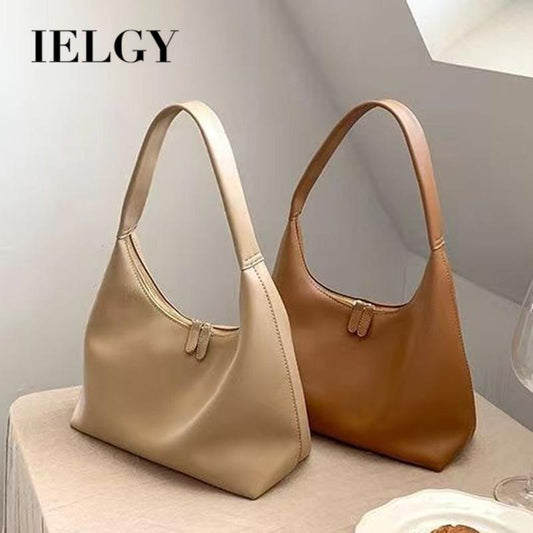 IELGY handbag women's milk tea color gentle wind Korean style simple and versatile soft leather dumpling bag