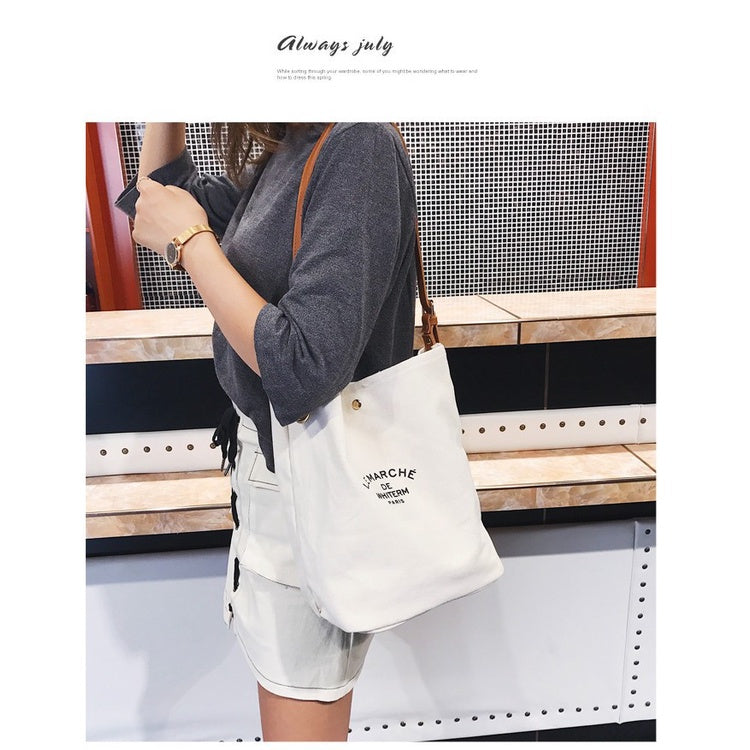Ielgy Printed Messenger Bag Letter Printed Commuter Shoulder Fashion Bag Casual Shopping Child-Mother Canvas Bag Female Trendy
