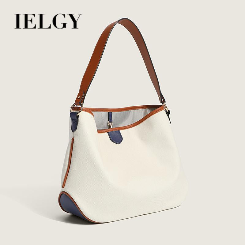 IELGY bucket bag women hit color water fashion art canvas bag commuting large capacity tote bag