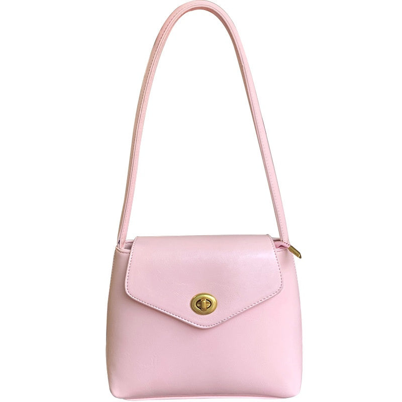 IELGY handbag female korean niche pink sweet all-match armpit texture bucket bag