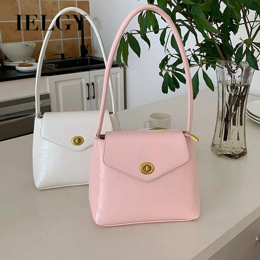 IELGY handbag female korean niche pink sweet all-match armpit texture bucket bag