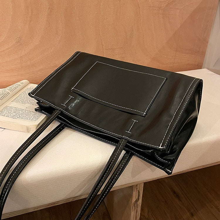 Ielgy Large-Capacity Shoulder Bag Tote Bag All-Match Female Bag Trendy Casual Commuter Big Bag