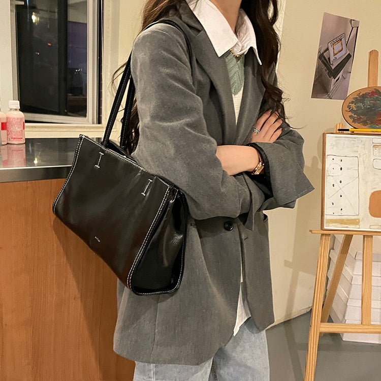 Ielgy Large-Capacity Shoulder Bag Tote Bag All-Match Female Bag Trendy Casual Commuter Big Bag