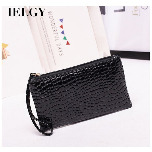 IELGY Crocodile Pattern Clutch Women's Mobile Phone Bag Wallet Leather Small Bag