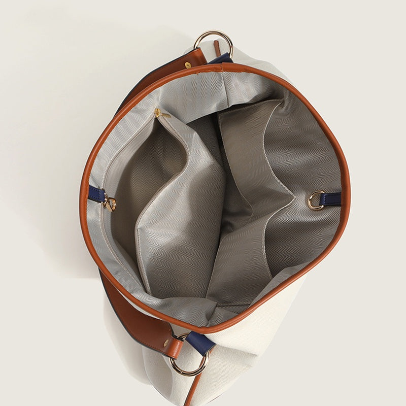 IELGY bucket bag women hit color water fashion art canvas bag commuting large capacity tote bag