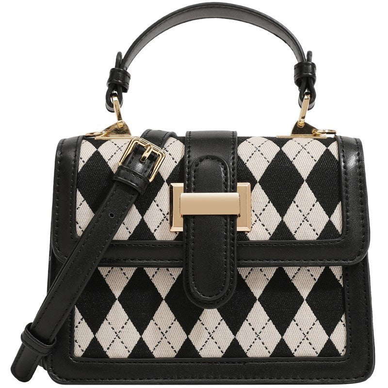 IELGY shoulder bag women's rhombic pink embroidery thread crossbody all-match small square bag