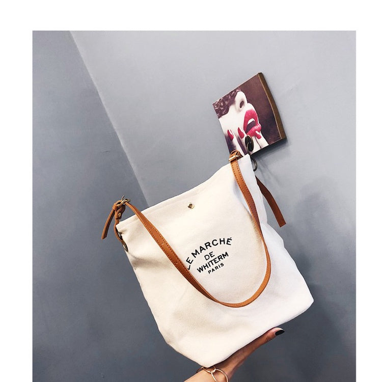 Ielgy Printed Messenger Bag Letter Printed Commuter Shoulder Fashion Bag Casual Shopping Child-Mother Canvas Bag Female Trendy