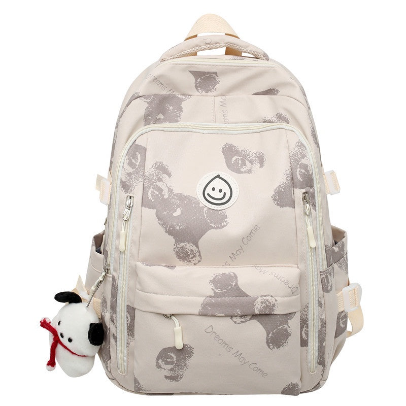 Ielgy Female College Student Large-Capacity Backpack Korean Version Simple Preppy Style Middle School Student Backpack (without Pendant