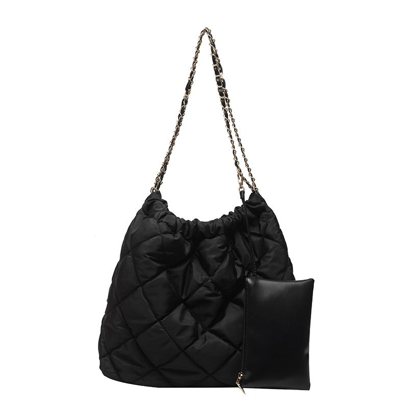 Ielgy Casual Soft Face Large Capacity Bag Chain Crossbody Bag Shoulder Bucket Bag