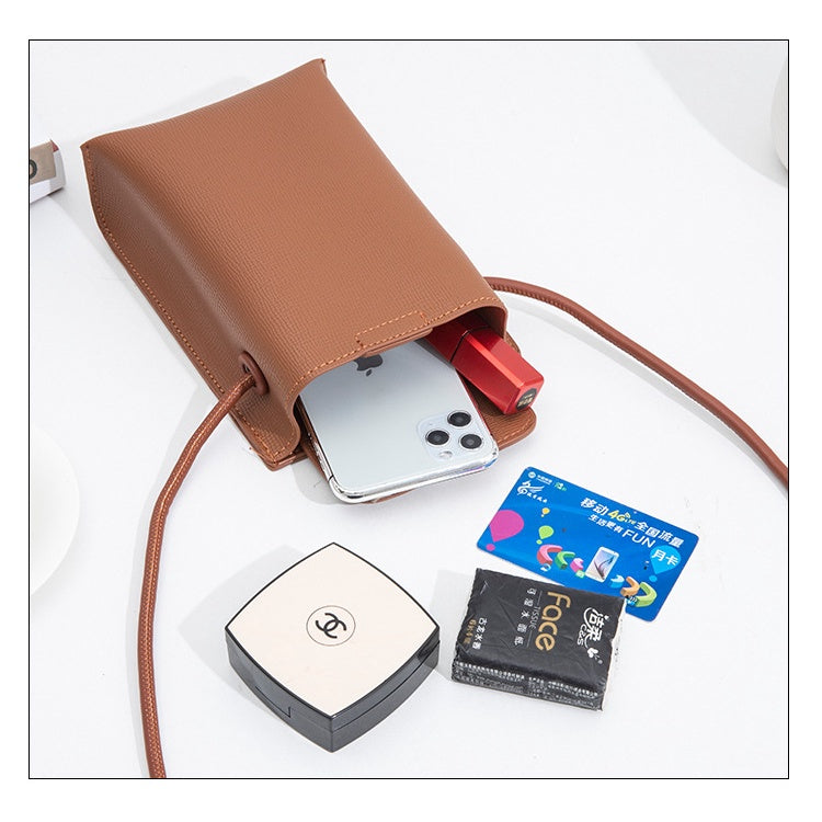 Ielgy Ladies Korean Version Vertical Mobile Phone Bag Fashion Simple Crossbody pu Mini Bag