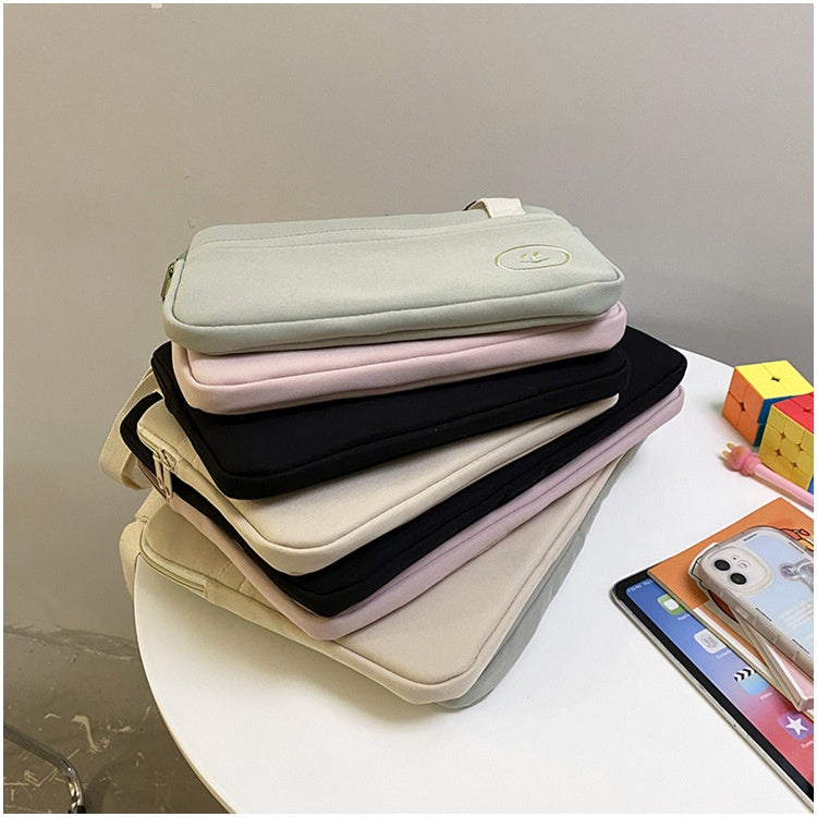 Ielgy Embroidered Smiley Face Shockproof Water-Repellent Liner Bag ipad Computer Protective Case Shoulder Messenger Compu