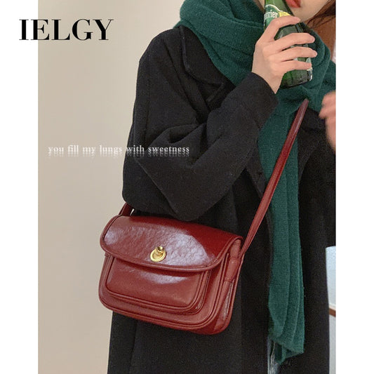 Ielgy Ladies Wedding Banquet Red Bag Retro All-Match Large-Capacity Cross-Body Mes